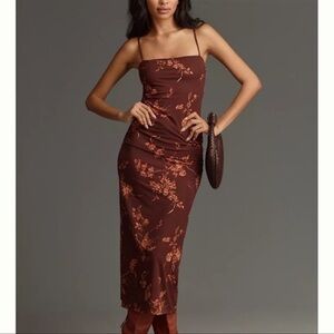 Reformation Brown Floral Midi Dress